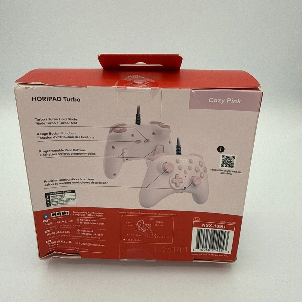 Hori Horipad Turbo for Nintendo Switch 2 in Cozy Pink Open Box
